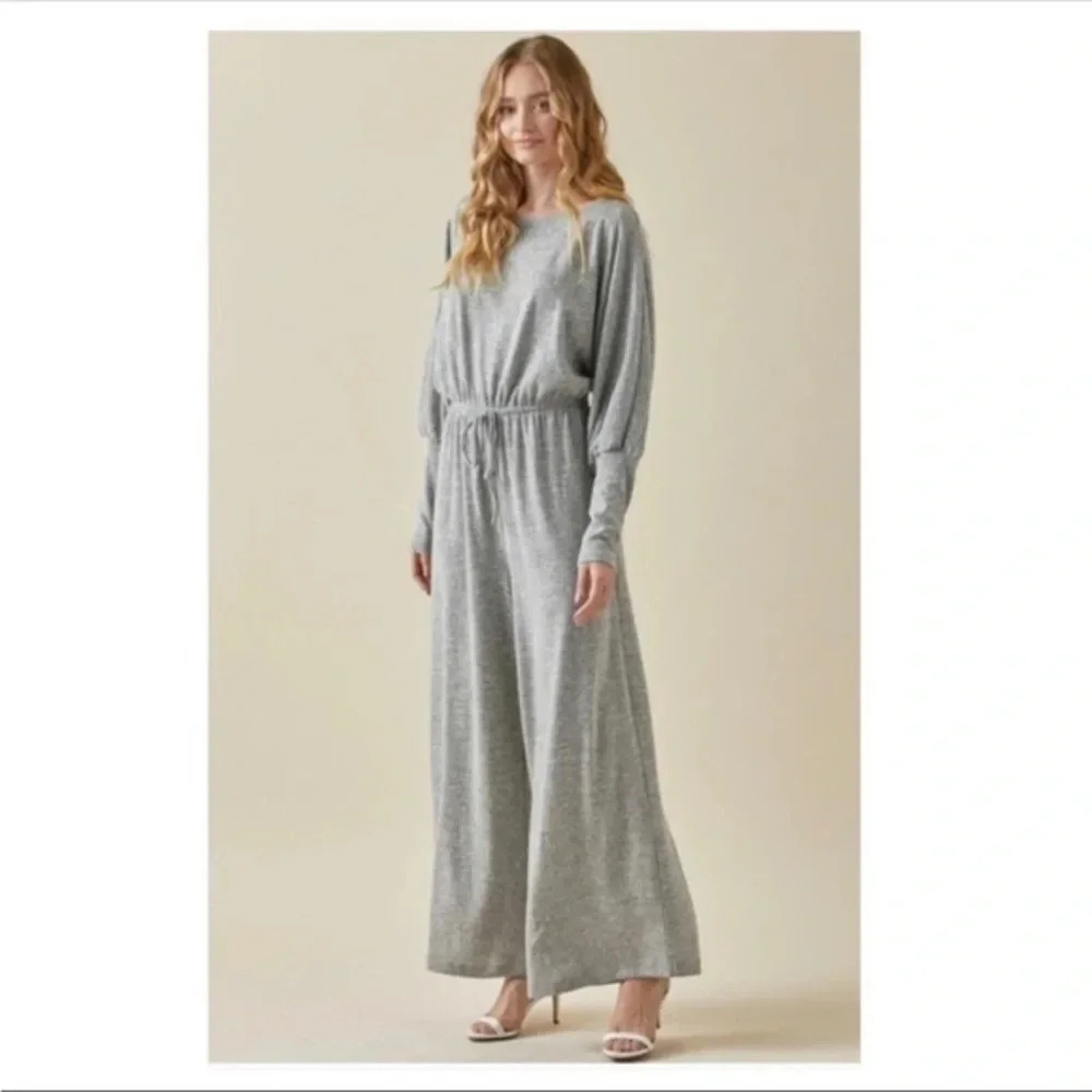 BNWT Super Luxe Medium Weight Jumpsuit, Heathered Gray - Picture 2 of 7